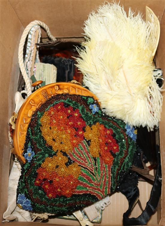 Beaded bags, fans, combs etc.